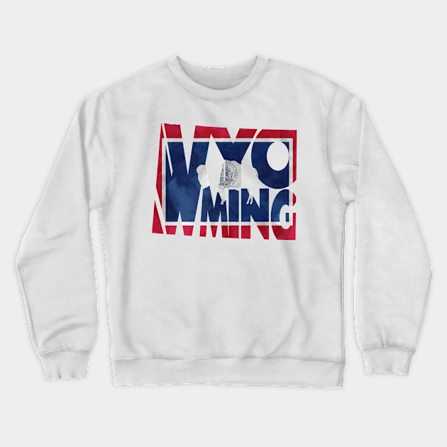 Wyoming Typo Map Crewneck Sweatshirt by inspirowl